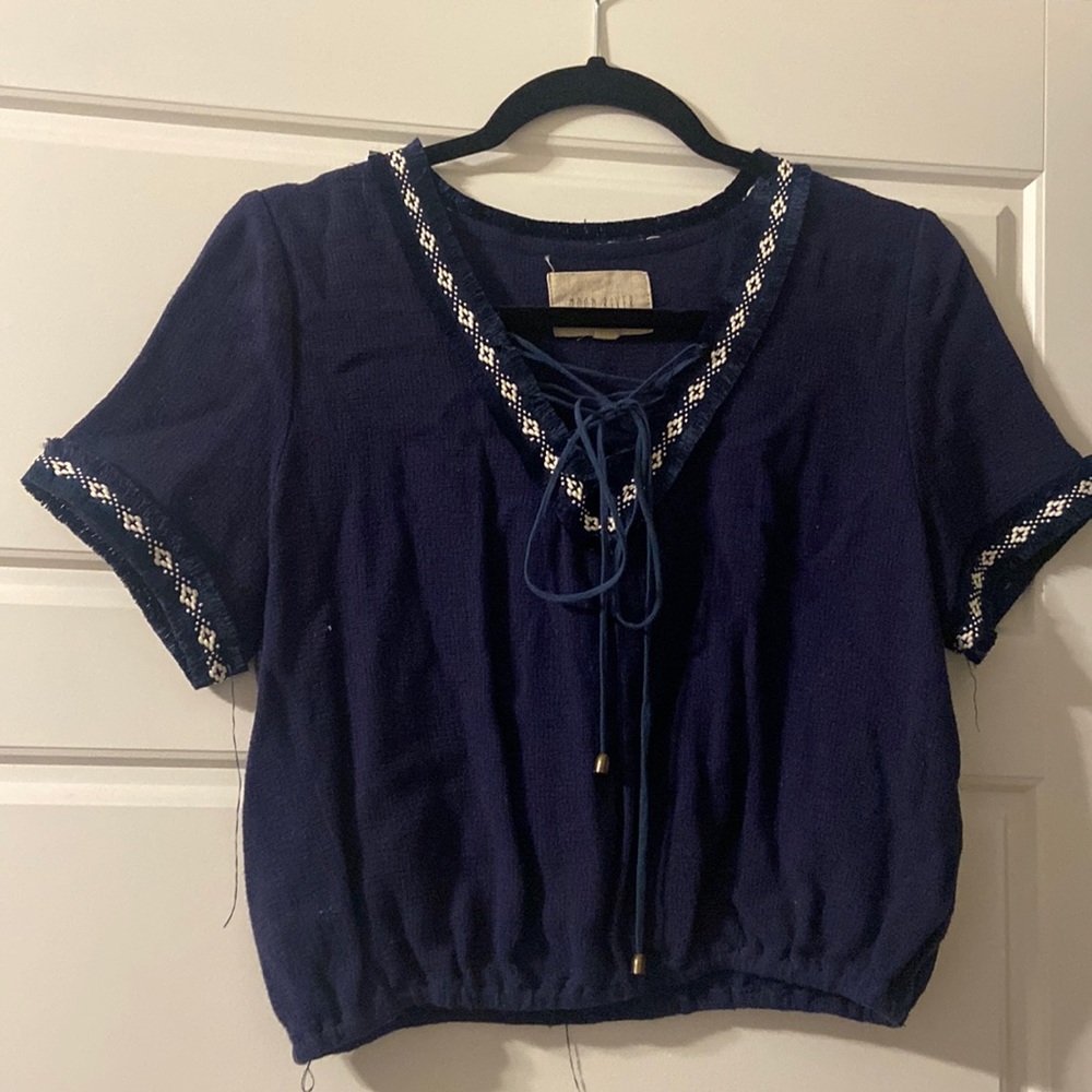 Navy Blue Cropped Top